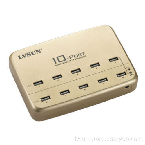 10 Ports USB Charger Station with 5V/1A and 5V/2.1A Output/Can Charge 10 USB Devices Simultaneously